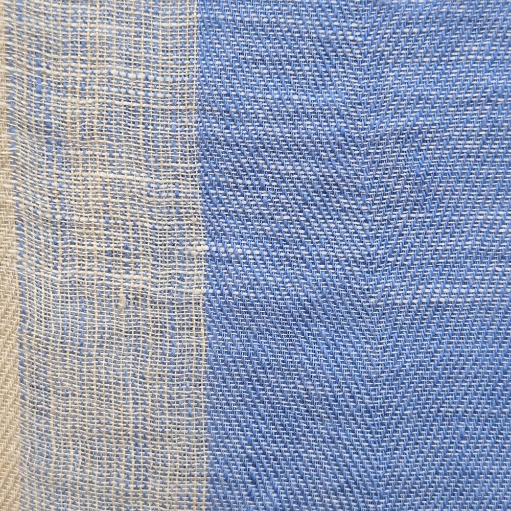 Oska Linen Scarf Blue White - Picture 6 of 7